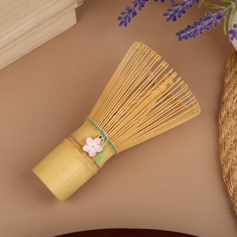 Japanese Ceremony Bamboo Chasen Matcha Green Tea Powder Whisk Tea Brush Kitchen Accessories Tea Tool With Cherry Blossom Pendant