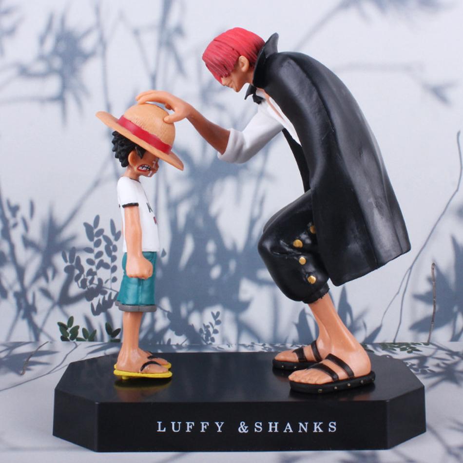 18cm One Piece Anime Action Figure - Monkey D. Luffy with Straw Hat Collectible Model Doll Toy from Four Emperors Shanks Series