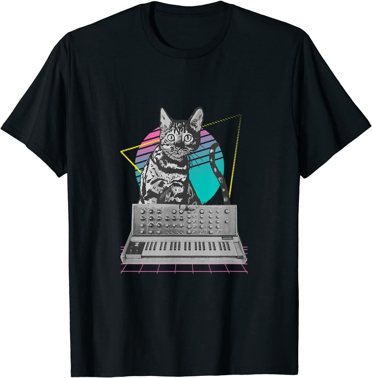 

Синтезатор Cat Synth Премиум Отличная Идея для Подарка Футболка Размеры XS3XL Летняя С коротким рукавом Круглый вырез Свободная Спортивная одежда S