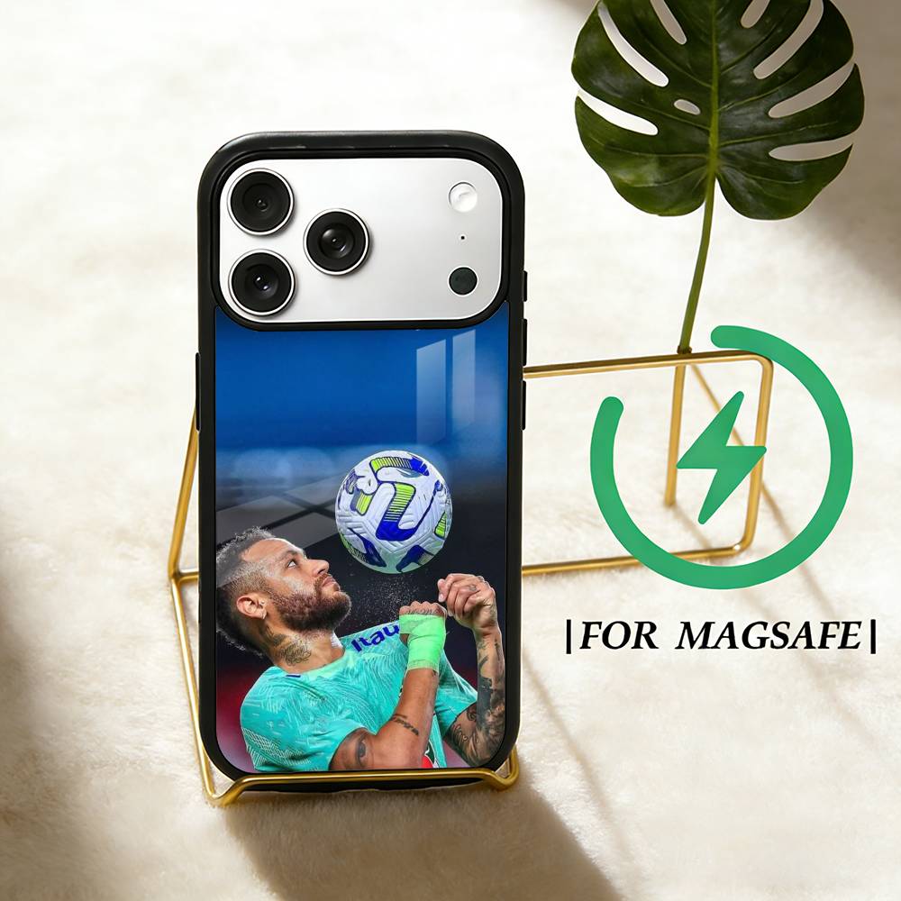 Custodia per Telefono Calcio N-NeymarS Jr 10 per iPhone 17,16,15,14,13,12,Plus,Pro,Max per Ricarica Wireless Magnetica Magsafe
