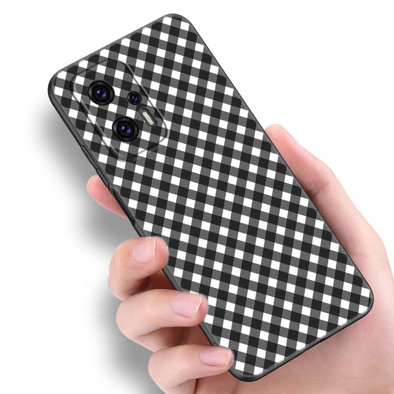 Czarne Białe Kraciaste Zebra Etui na Telefon Dla Xiaomi POCO F2 F3 M2 M3 M4 X3 X4 Pro NFC F4 GT 5G F1 X2 C3 C31 C40 M5S TPU Czarny Pokrowiec