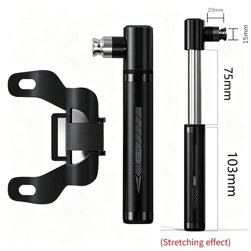 Handheld Tire Inflator Portable Bike Pump for Ride Carry, Double Valves Mini Pump with Metal Body, Grip Texture, Manual 130PSI Support for Bike Care