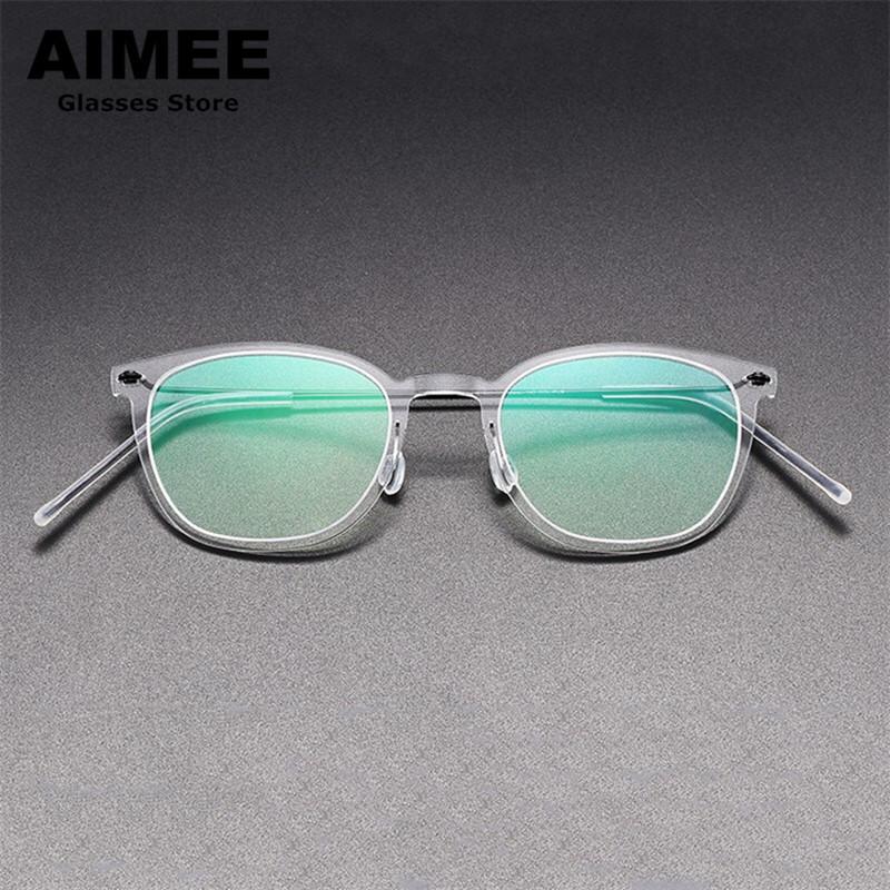 Denmark Brand Screwless Titanium Glasses Frame Men Retro Square Ultralight Eyeglasses Women High Quality Spectacles Frames 6609