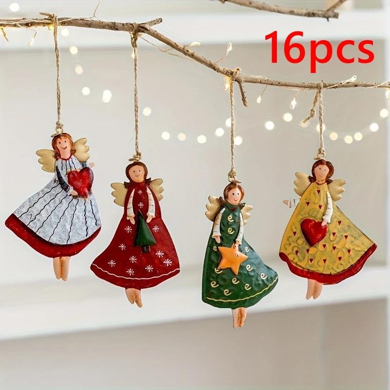 8/16/24PCS New Wooden Christmas Wooden Pendant Retro DIY Xmas Ornaments Xmas Tree Decoration Merry Christmas Party