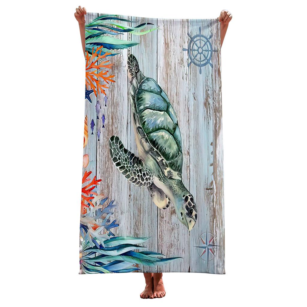 Toalla de Playa Tortuga Marina Microfibra Animal Marino Toalla de Baño Temática Náutica Toallas de Secado Rápido para Niños Adultos Natación Deportes Viajes