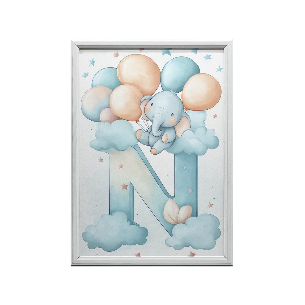 Plakat Literka N W Chmurach Plakat Literka N W Chmurach, 50X70 Cm, Rama Drewniana Jasny Dąb, Papier Matowy 230 Gsm