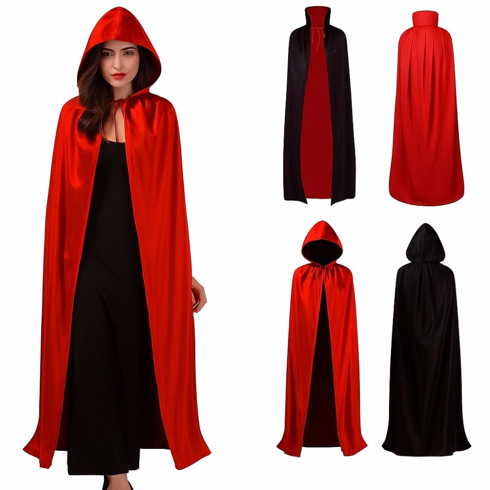 Witch Clothes Wizard Robe Reversible Performance Costumes Loose Halloween Cloak Children/Adult