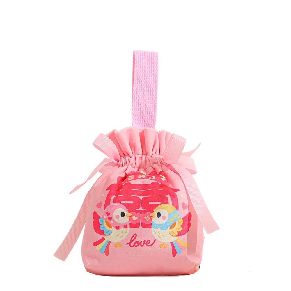 Traditional Canvas Wedding Candy Bag Tassels Drawstring New Year Gifts Bag Spring Festival Flower Chinese Style Handbag Party