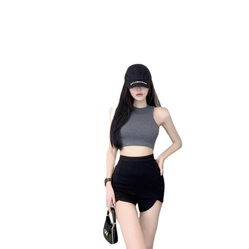 2026 Women's Spicy High-Waisted Sports Shorts with Tummy Control - Sexy, Elastic, Slimming Black Hot Pants