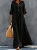 Women's autumn new solid color V-neck dress, fashionable temperament loose pendulum dress