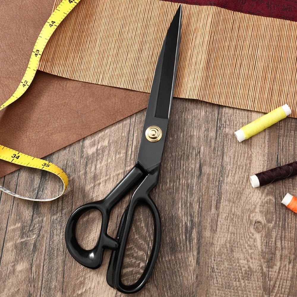 Professional 8-12inch Tailor Scissors Ergonomic Black Fabric Scissors Comfort Grip Handled Anti-Rust Pinking Shears Home Sewing