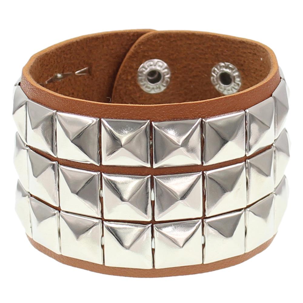 European & American Punk Street Style Rivet Leather Couple Bracelet for Nightclubs