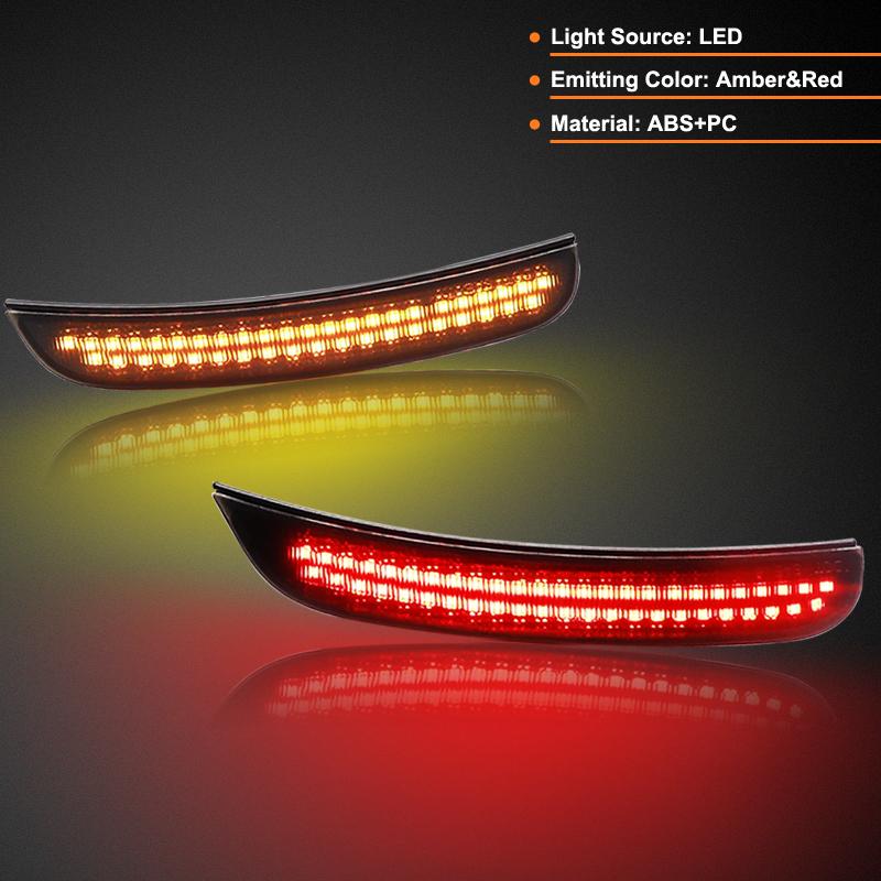 For Dodge Charger 2015-2022 Clear & Smoked Lens LED Side Marker Lamp Amber Front Red Rear Side Fender Reflector Lights