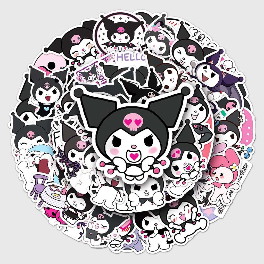 Sanrio Kuromi Graffiti Stickers: 50 Cartoon Designs for Suitcases, Laptops, Cars, and Scooters.