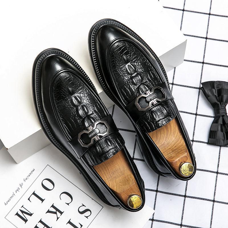 Dünne Lederschuhe Herren Britisch Business und Freizeit Ein-Pedal Innenhöhenerhöhung Atmungsaktiv Grün Friseur Formelle Herrenschuhe