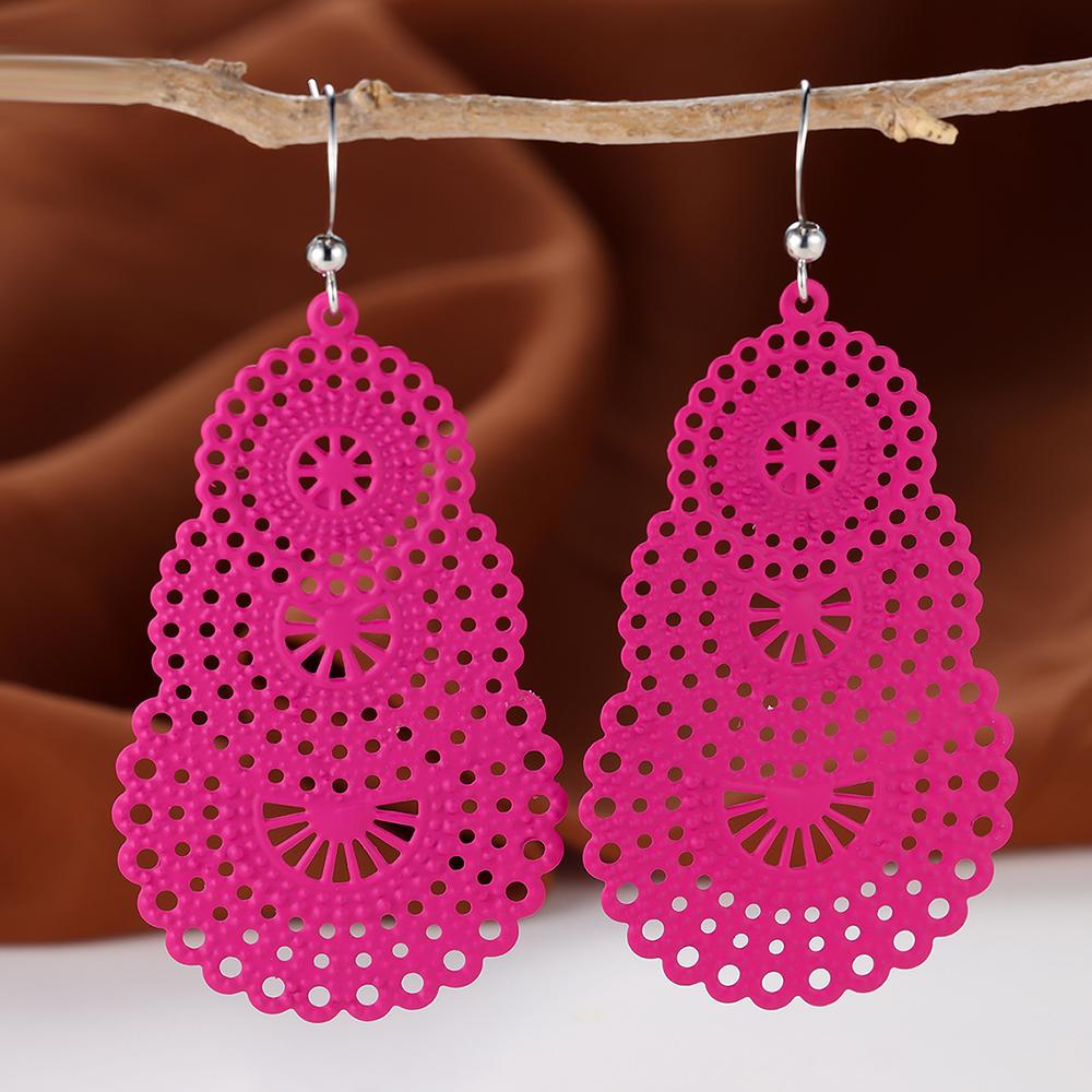 

1 пара полых круглых висячих серег в стиле бохо, серьги-крючки, богемные украшения розы красного