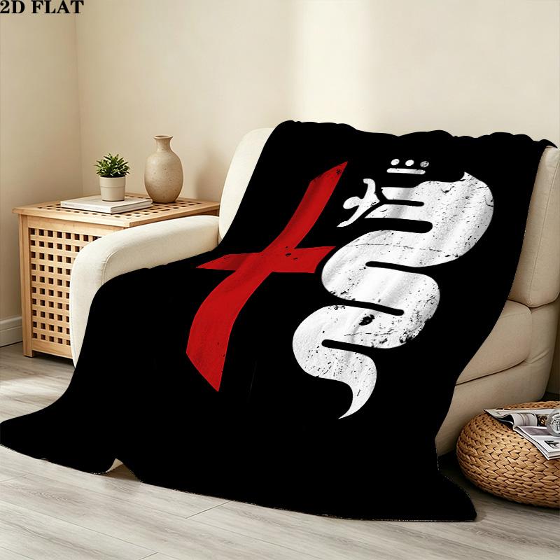 1PC Alpha Romeo Patterned Flannel Blanket Suitable For All Seasons For Home Decor Warmth And Comfort Gifts Holiday Present