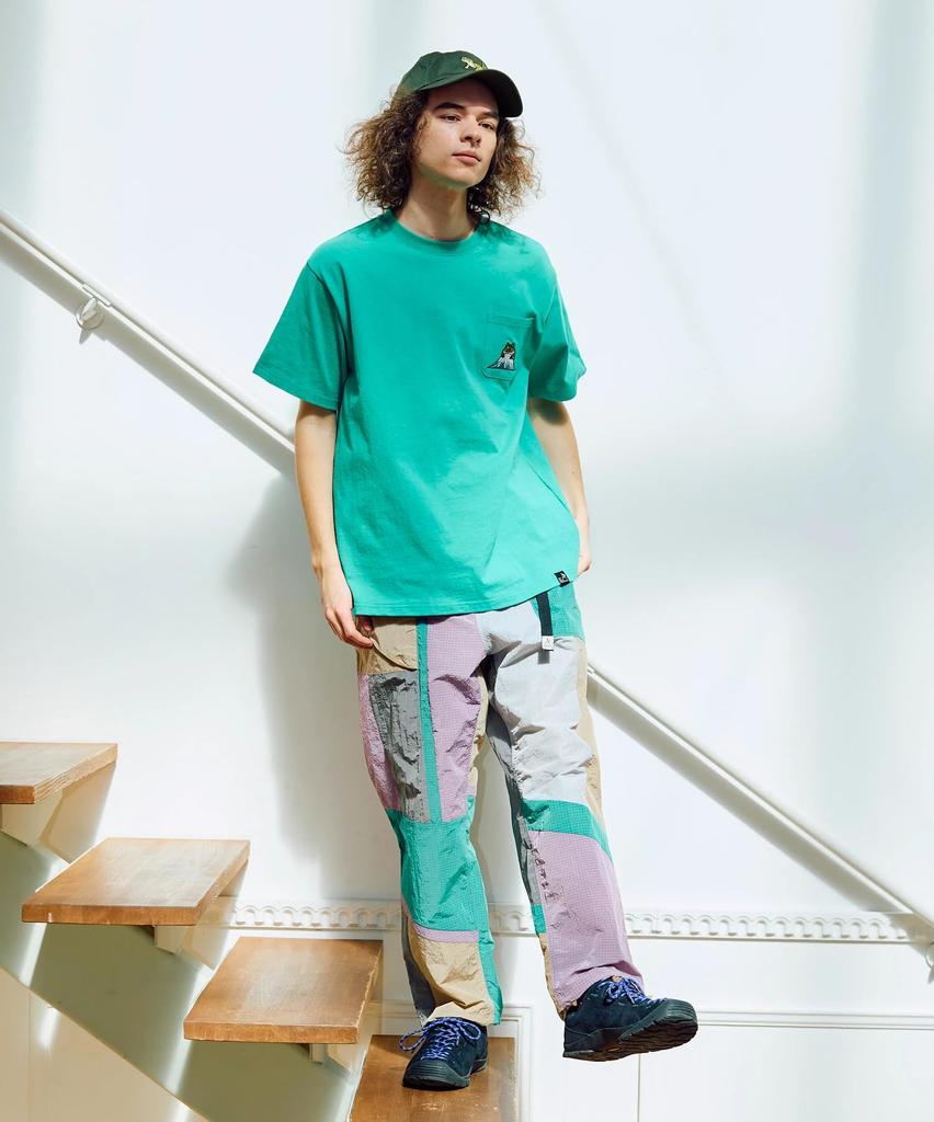 [go slow caravan] 341912 USA/C Various Embroidery PKT TEE Green M