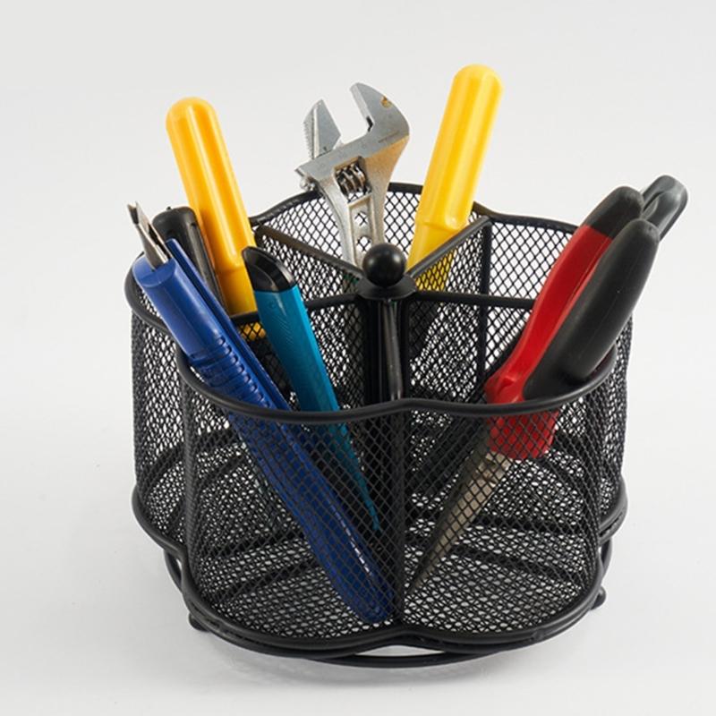 Multifunctional Office Desk Organisers Pen Holder with Keychain Hook, Mesh Pen Holder Space Saving Desk Pen Organiser