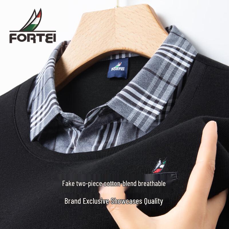 

FORTEI Men s Long-Staple Cotton Blend Warm Fake Two-Piece Sweatshirt 3XL (190/104A)