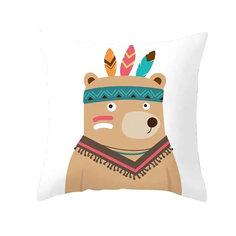 Funny Cute Animal Cushion Cover Cartoon Creative African Tribe Fox Pillow Case For Sofa Home Textile Pillow Covers Pillowcase