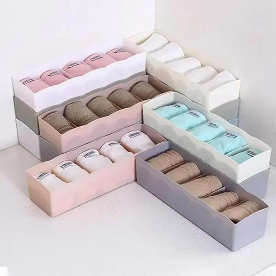 Closet Organize Sorting Boxs Household Storage Basket 5 Grids Underwear Socks Storage Box Plastic Drawer Divider Desk Accessory