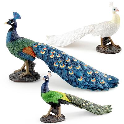 Simulation Tier Modell Pfau Blau-Grün-Weiß Pfau Statisch Dekorativ Schreibtischornament Spielzeug