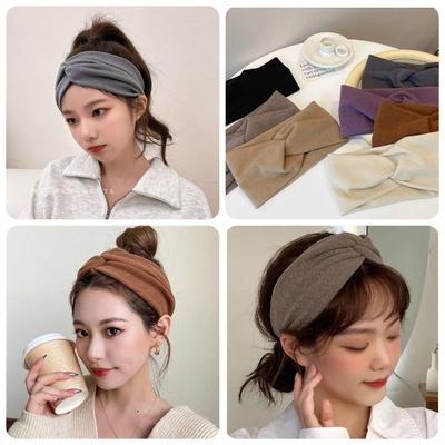 Solid Color Wide Headband Elastic Turban Workout Headband  Women Girl Hair Accessory