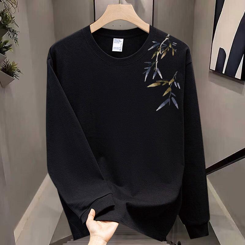 Trendy Brand Pure Cotton T-Shirt Men'S Bottoming Shirt Long-Sleeved Fashion Trend Top Autumn And Winter Men'S And Women'S Crew Neck Sweater