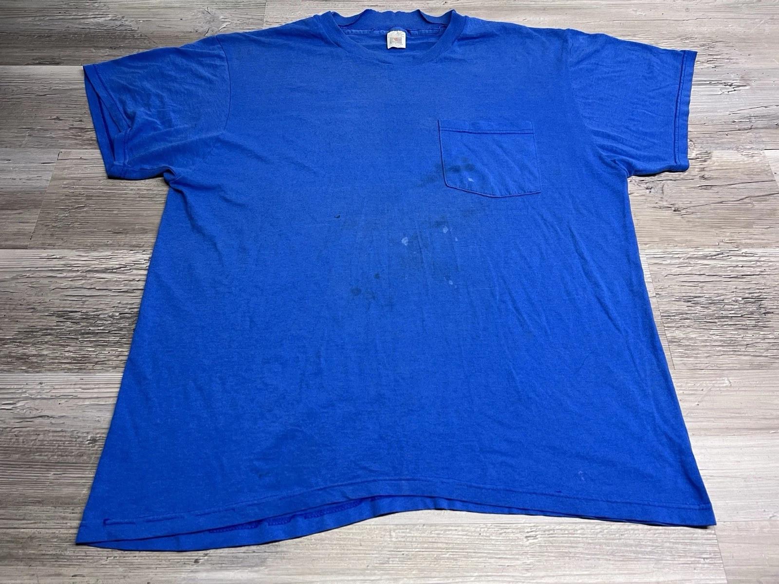 

Vintage 90s Y2K Paper Thin Pocket Tee Distressed Sun Faded XL Fruit of the Loom 4XL