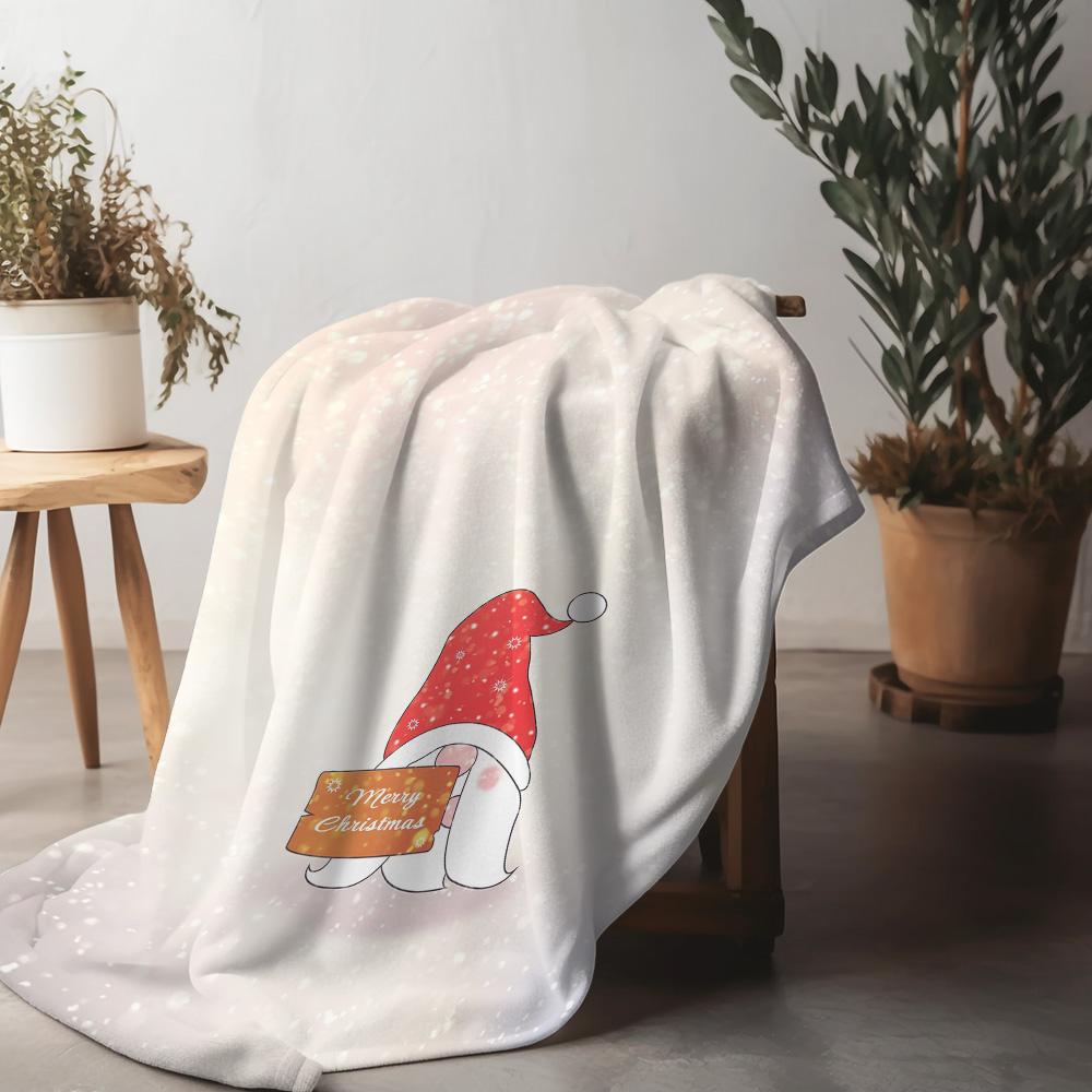 

Tuniu Soft Christmas Blanket with Santa Hat for Sofa Bed Throw Warm Fleece Cover Decorative Gift 75x90cm