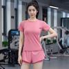 Yoga Suit Set Women's Short Sleeved Summer Round Neck Tight Fitting Quick Drying Running Training Two-piece Set
