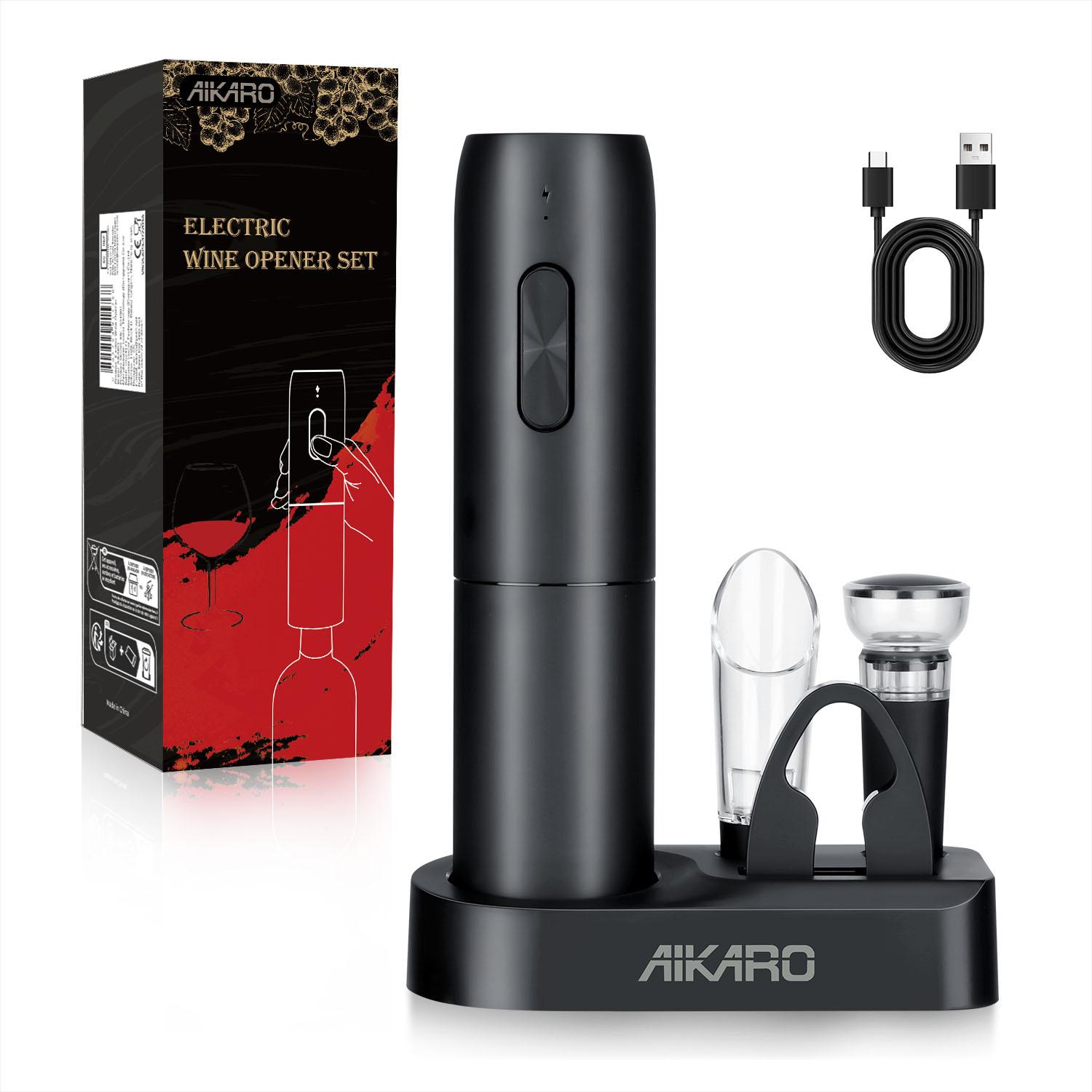 

AIKARO - Electric Wine Bottle Opener Automatic Corkscrew, Rechargeable чорний