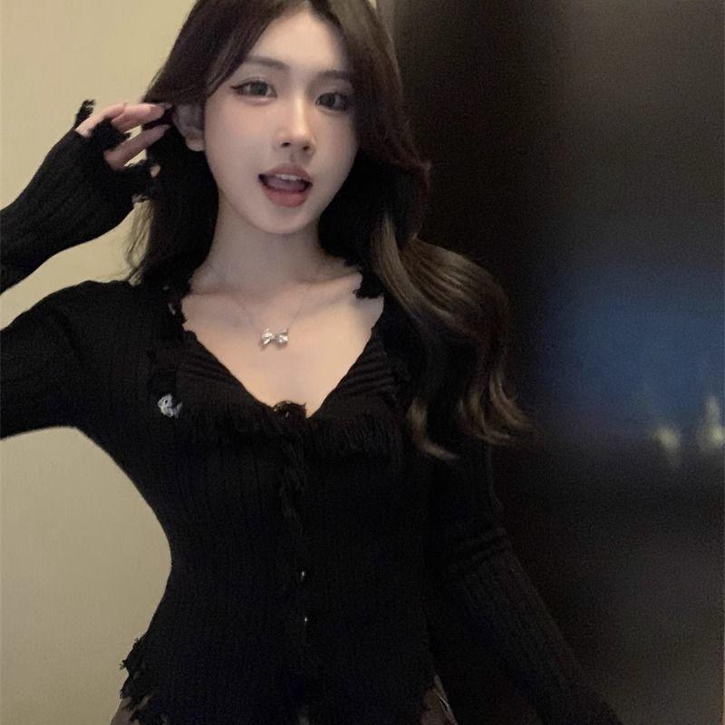 Women's Irregular Bodycon Knit Sweater - 2025 Spring/Autumn Long Sleeve Top