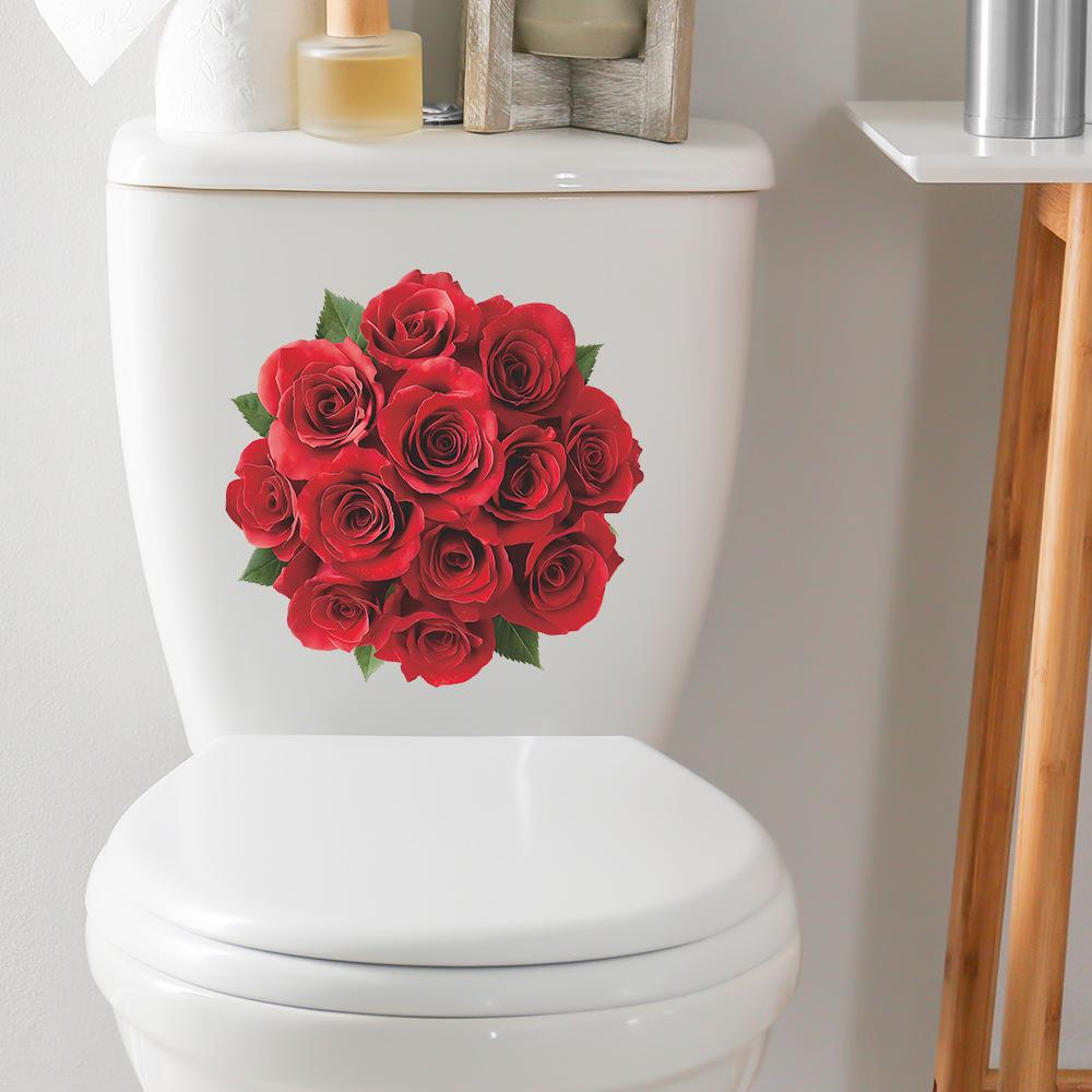 Painted Rose Bouquets Bathroom Decoration Beautification Wall Stickers