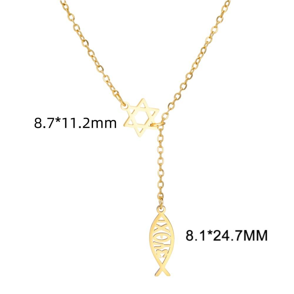 Colliers pendentifs poisson de Jésus Jeshayuan pour femmes hommes Collier IXOYE Charme poisson Ichthys Christ Jésus Fils de Dieu Sauveur Collier