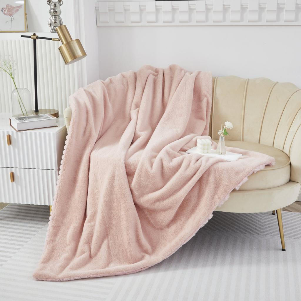 Double Layered Thick Solid Color Warm Blanket