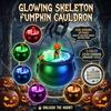Plastic Witch Pot Decoration Halloween Cauldron Light, Color Changing Glowing Pumpkin Skull Hanging Lighted Decor Decor, Spooky Yard Prop for