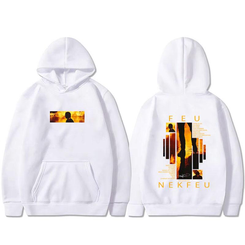 French Rapper Nekfeu Feu Graphic Hoodie Men Women Hip Hop Fashion Pop Music Pullover Man Casual Vintage Fleece Hooded Sweatshirt