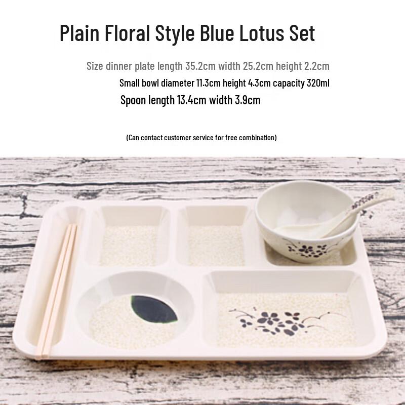 Commercial Melamine 6-Compartment Divided Meal Tray