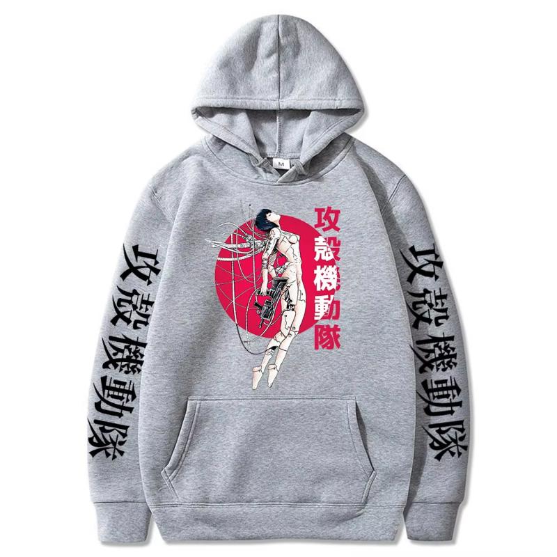 Vintage Manga Ghost Soldier Ghost In The Shell Anime Hoodie Kusanagi Motoko Sweatshirt Harajuku Men Women Clothes Streetwear