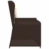 Vidaxl Folding Garden Bench with Cushions, Brown, Poly Rattan