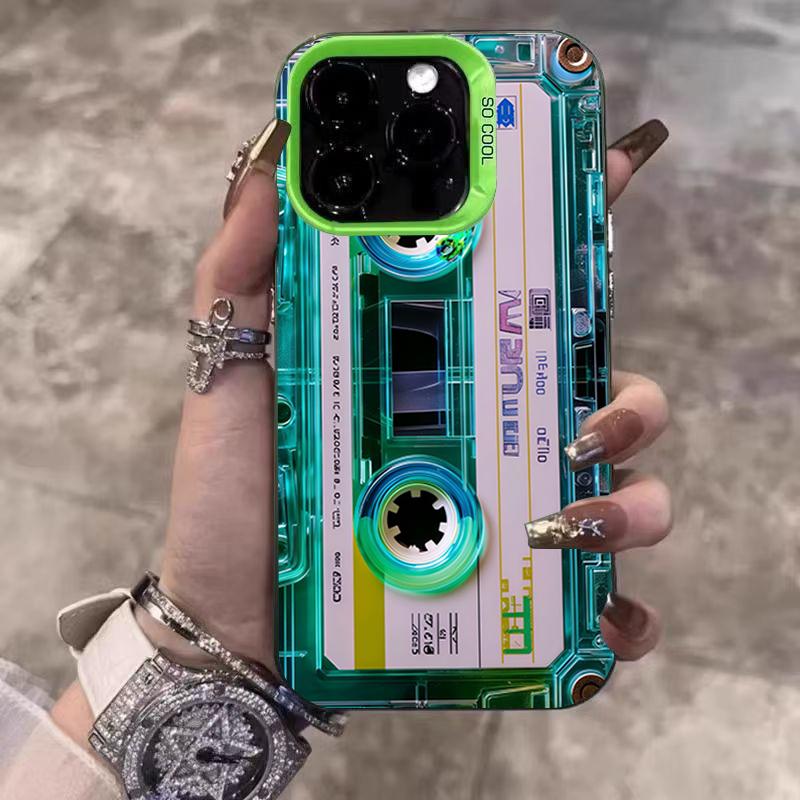 Retro Cassette Tape Electroplate Silver Phone Case For iPhone 17 Pro Max 16 15 14 13 12 11 Pro 17 Air 16E 7 8 Plus X XS XR Cover
