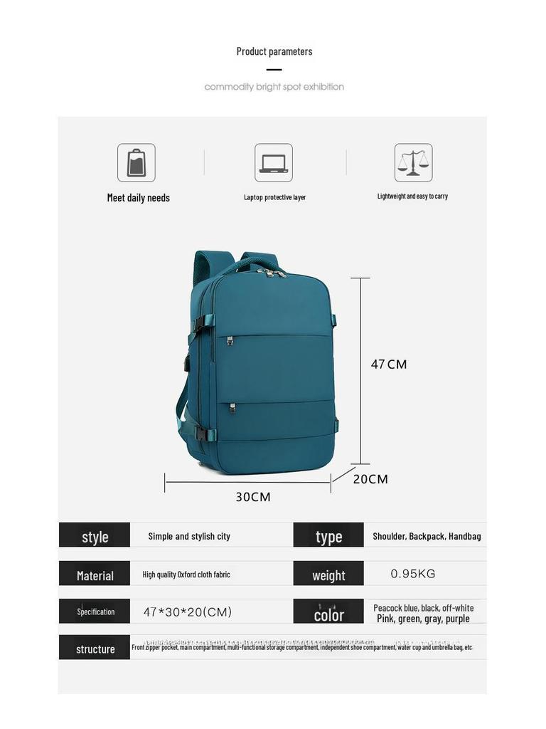 Unisexový multifunkční cestovní batoh přes hranice: Lehký, všestranný pro služební cesty, venku a do školy