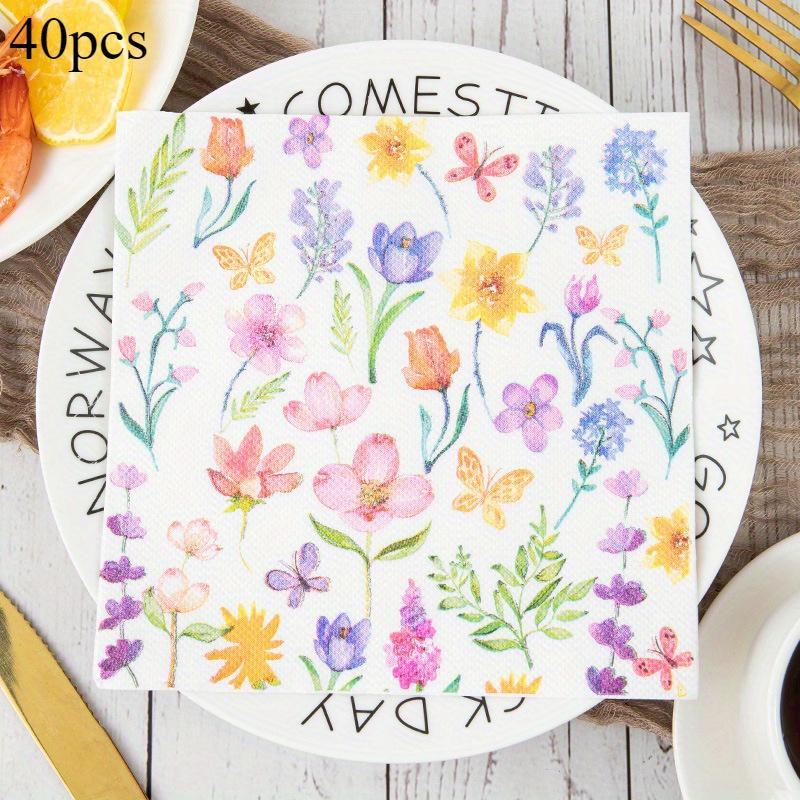 Vintage Floral Napkins 20/40Pcs Flower Paper Napkins for Tea Party Birthday Baby Shower Wedding Retro Spring Decorations Napkin