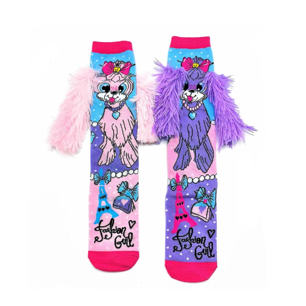 

Нетоксичная идея рождественского подарка: Забавные носки с принтом животных для женщин Милый мопс с розовым бантом Высокие носки до колена