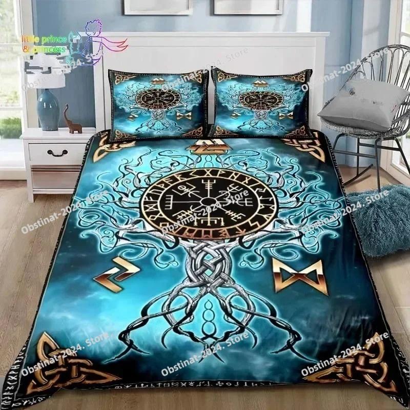 Wikinger Muster Nordische Mythologie Rabe Bettwäsche Set Einzelbett Doppelbett Full Queen King Size Bettwäsche Set Erwachsener Kinder Schlafzimmer 3D Druck