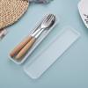 Wooden-Handled Cutlery Set Stainless Steel Spoon Fork And Chopsticks Set Three-Piece Cutlery Box Set