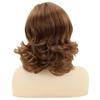 Synthetic Elegant Short Curly Wave Hair Brown Bob Wig Side Parting Bangs for Women Natural Fluffy Daily Cosplay Party