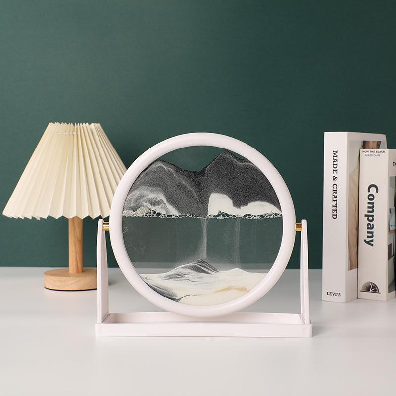 Rotatable Sandscape Moving Sand Art Picture Round Glass Deep Sea Quicksand 3D Hourglass Flowing Sand Painting Home Decor Gifts